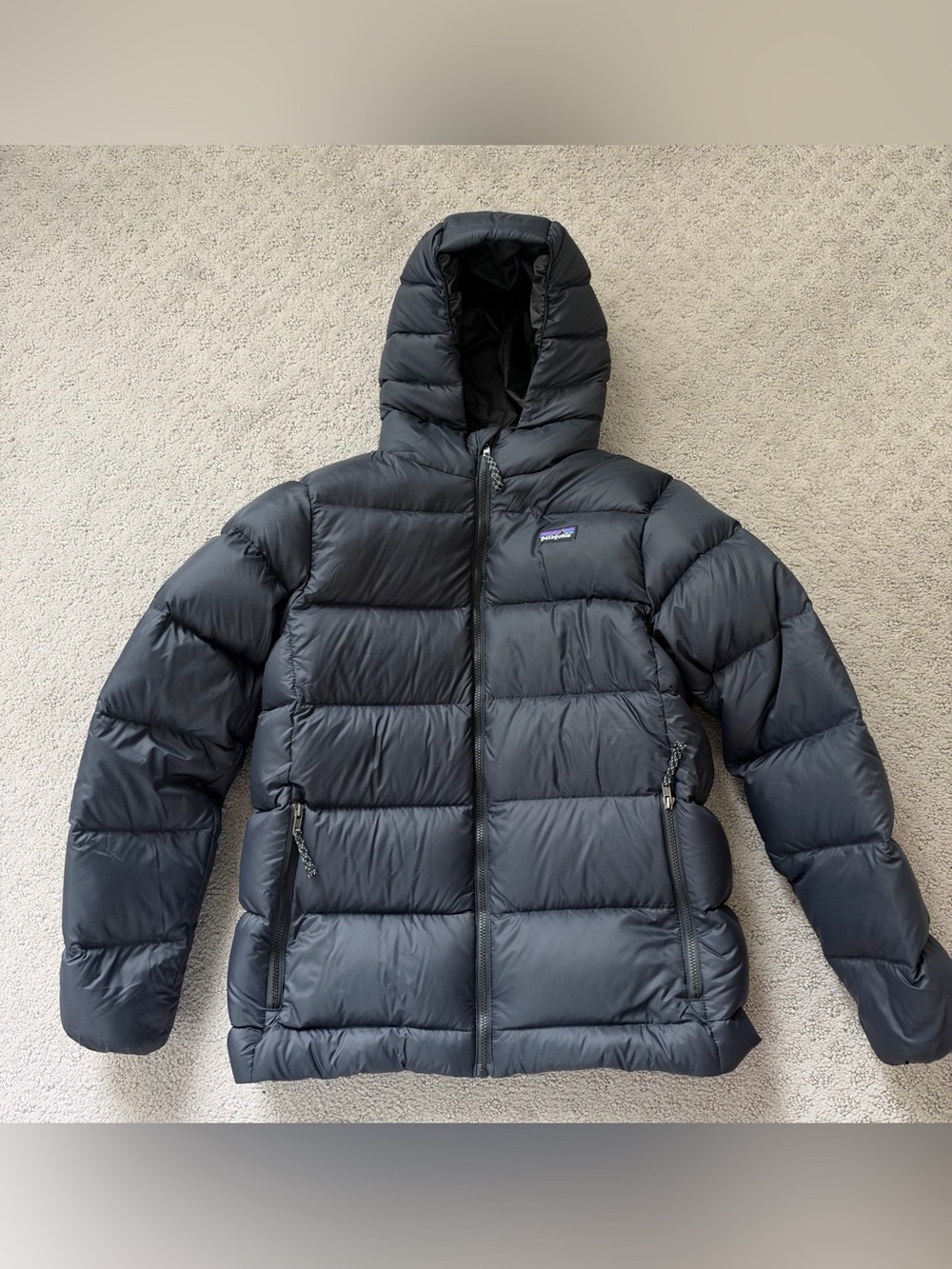 Kids Patagonia Black Hooded Puffer Jacket XL/14